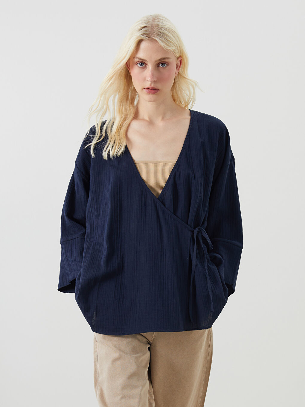 LCW Vision Double Breasted Textured Women's Kimono -S5HY72Z8-VZX