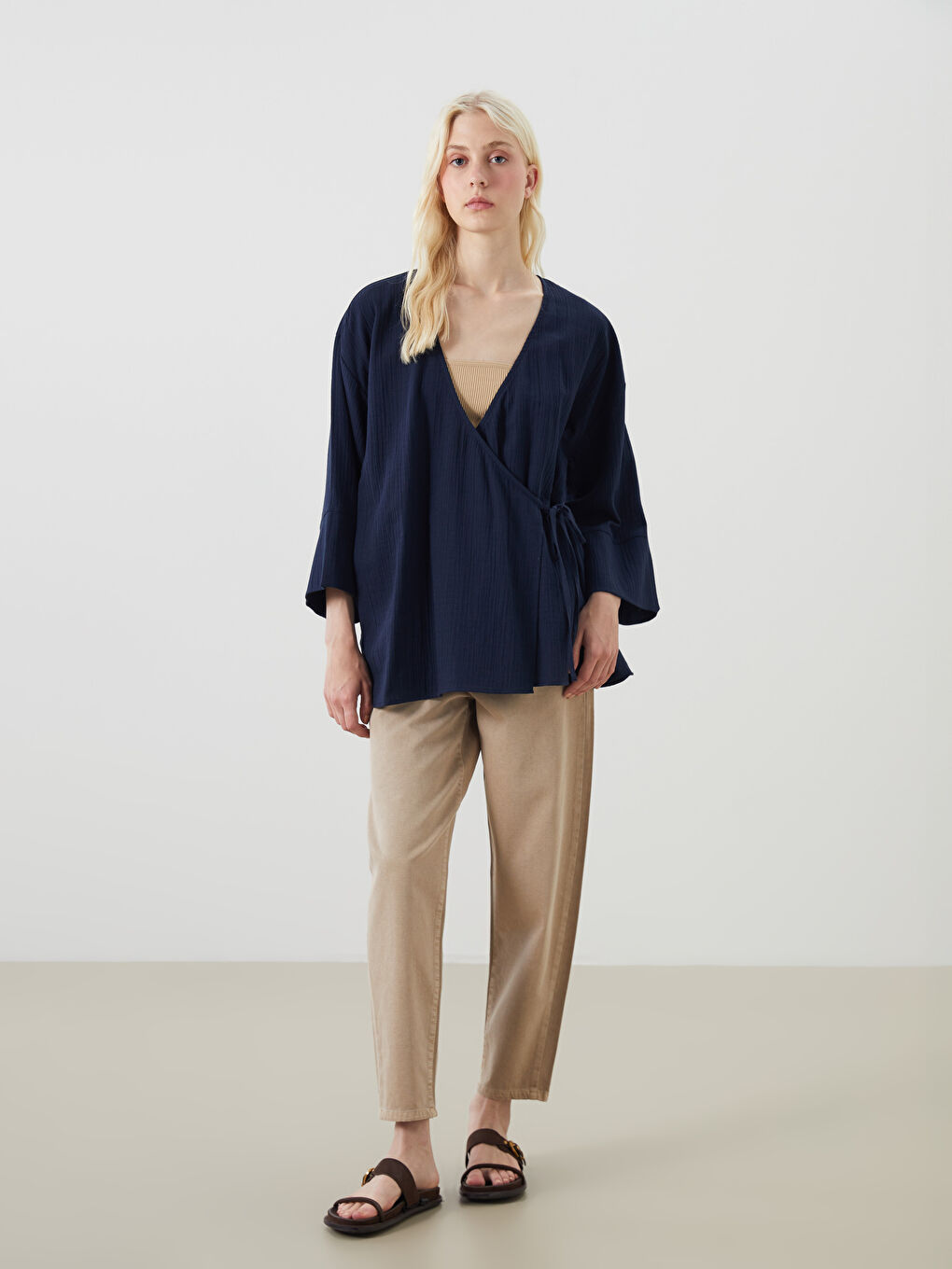 LCW Vision Double Breasted Textured Women's Kimono -S5HY72Z8-VZX