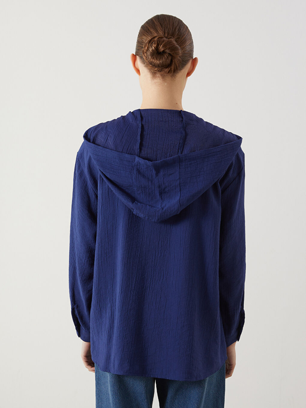 Hooded Textured Oversized Krinkle Women’S Tunic -S5I010Z8-Z5H
