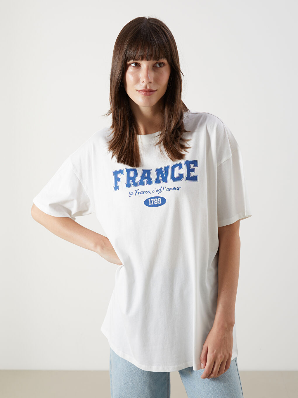 LCW Comfort Woman ECRU T-Shirt -S5I012Z8-R9J