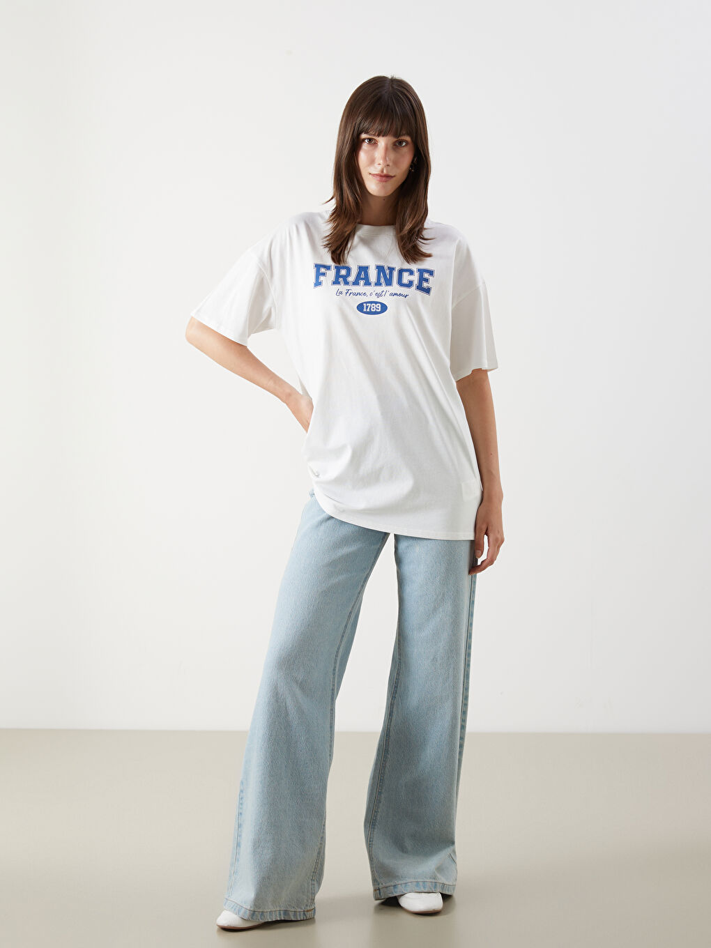 LCW Comfort Woman ECRU T-Shirt -S5I012Z8-R9J