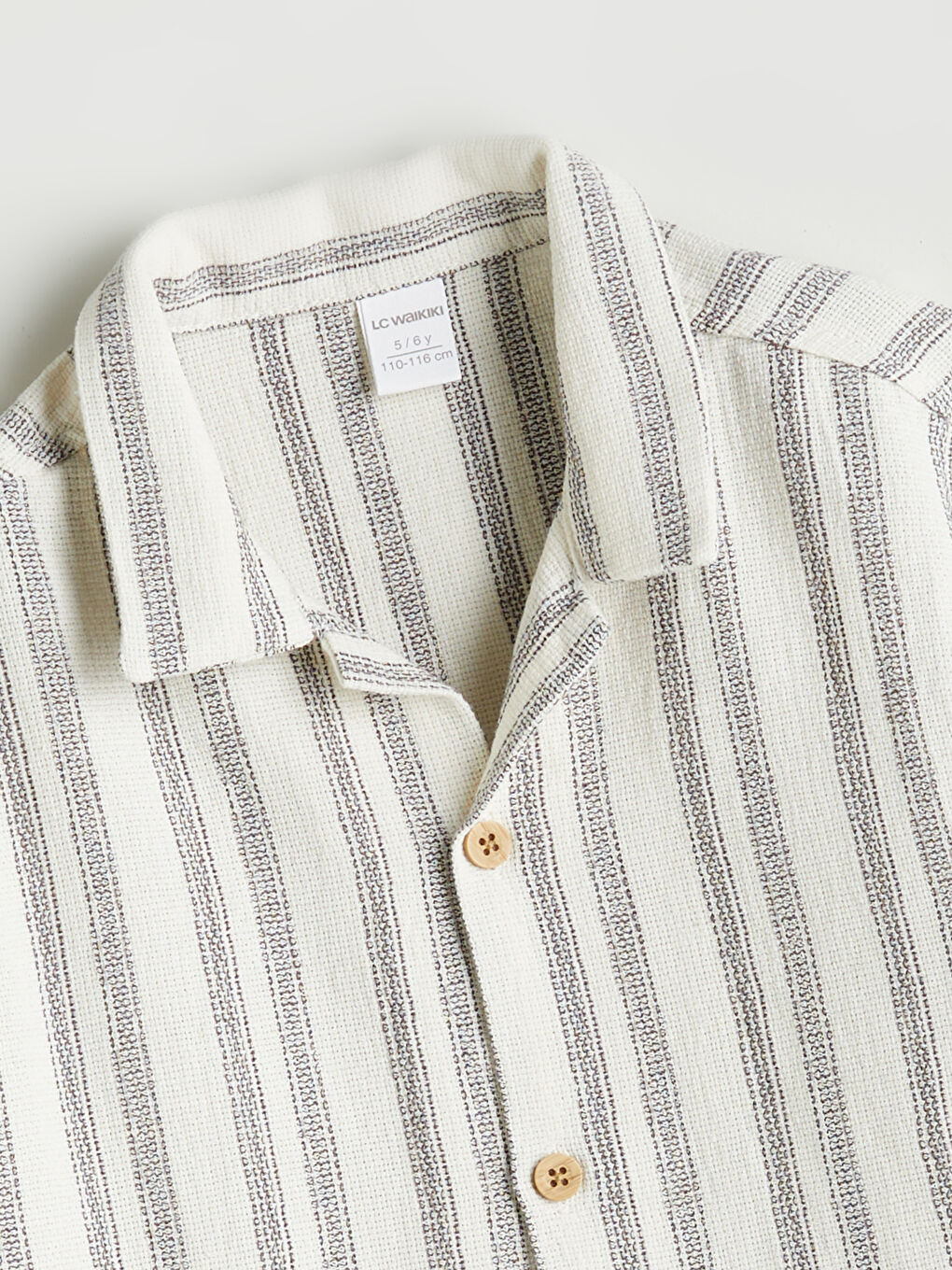 Ekru Kısa Kollu Erkek Çocuk Gömlek-1