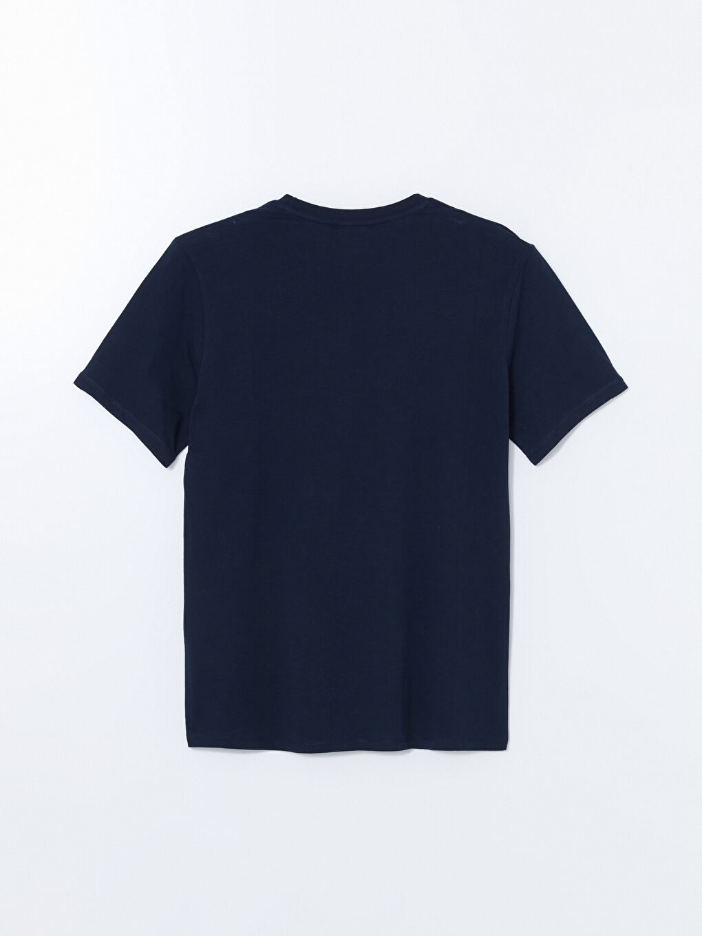 Lacivert Bisiklet Yaka Baskılı Penye Erkek Tişört-5