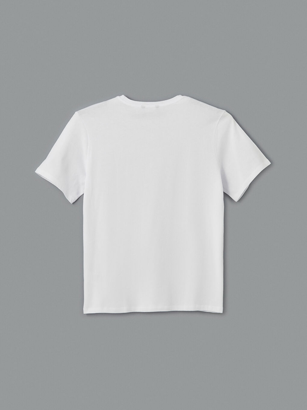 Beyaz Bisiklet Yaka Kısa Kollu Baskılı Penye Erkek Tişört-5