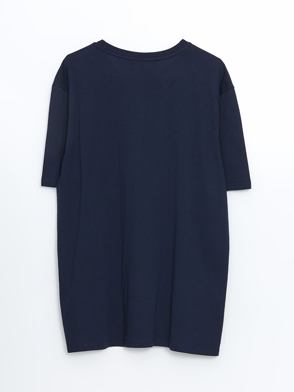 Lacivert Bisiklet Yaka Baskılı Erkek Tişört-5