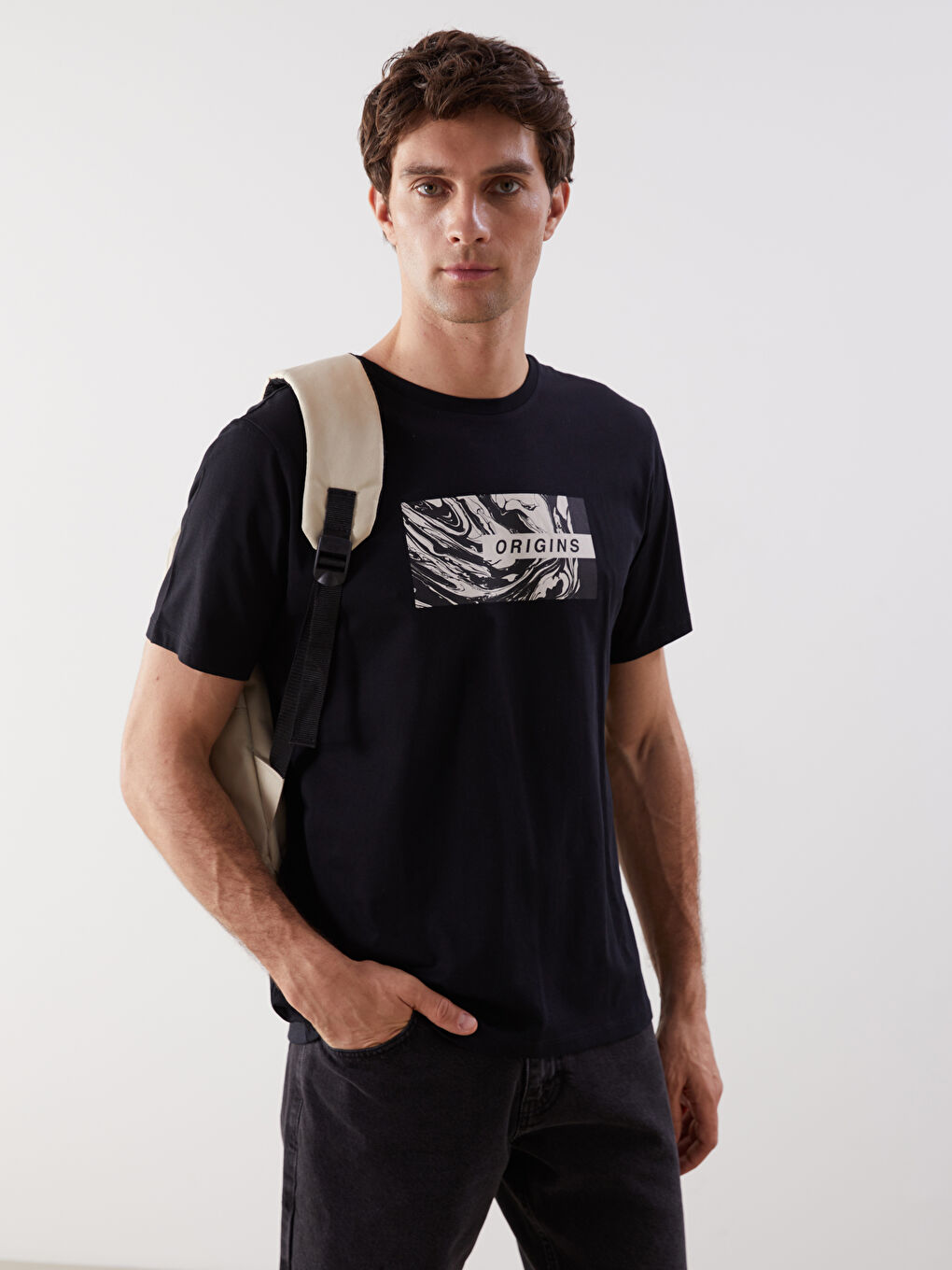 LCW ECO Crew Neck Short Sleeve Printed Combed Cotton Men's T-shirt -S5I042Z8-CVL