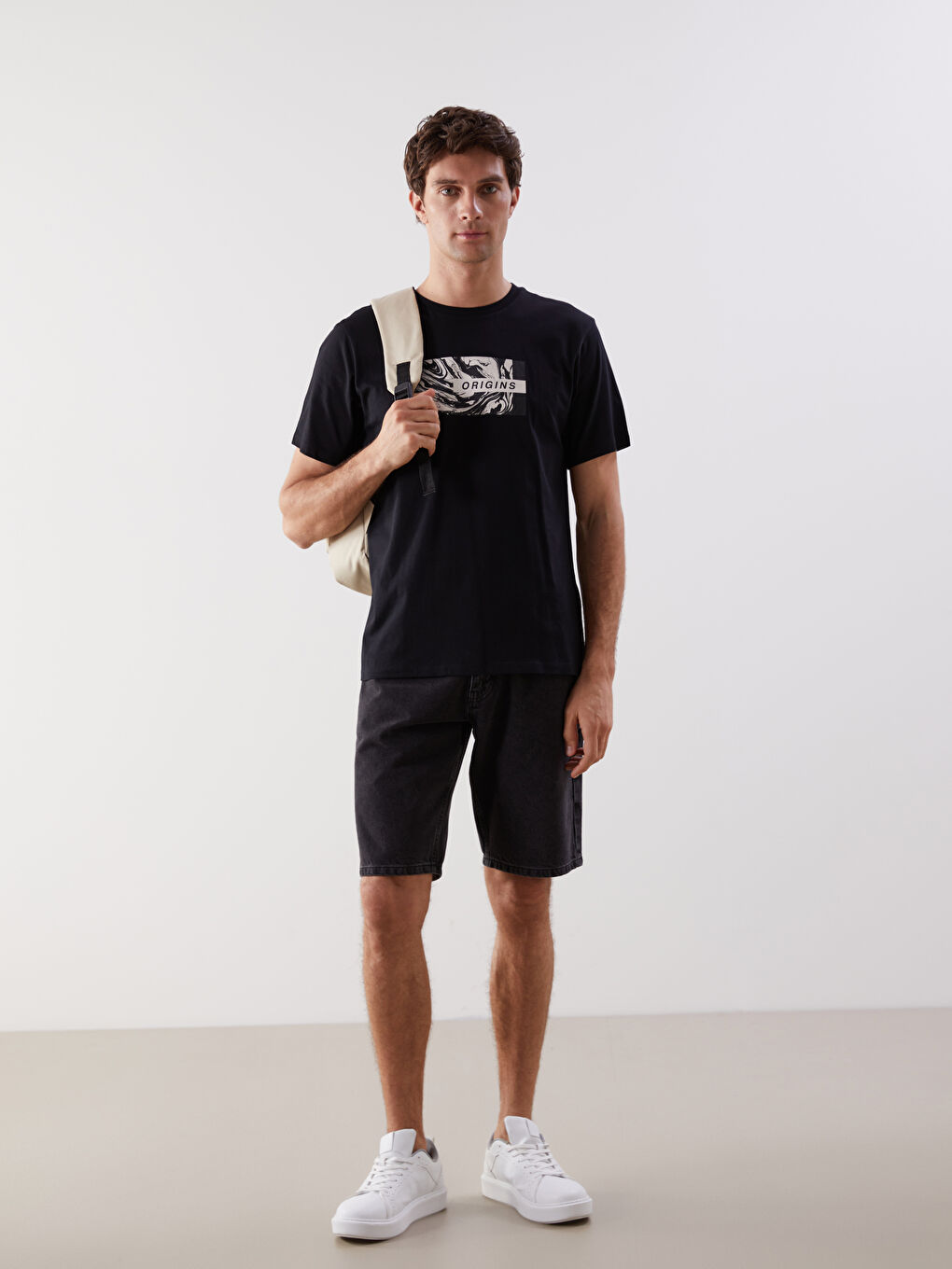 LCW ECO Crew Neck Short Sleeve Printed Combed Cotton Men's T-shirt -S5I042Z8-CVL