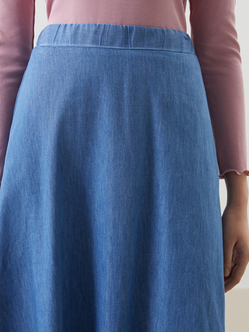 LCW Modest Indigo Beli Lastikli Kadın Jean Etek - 2