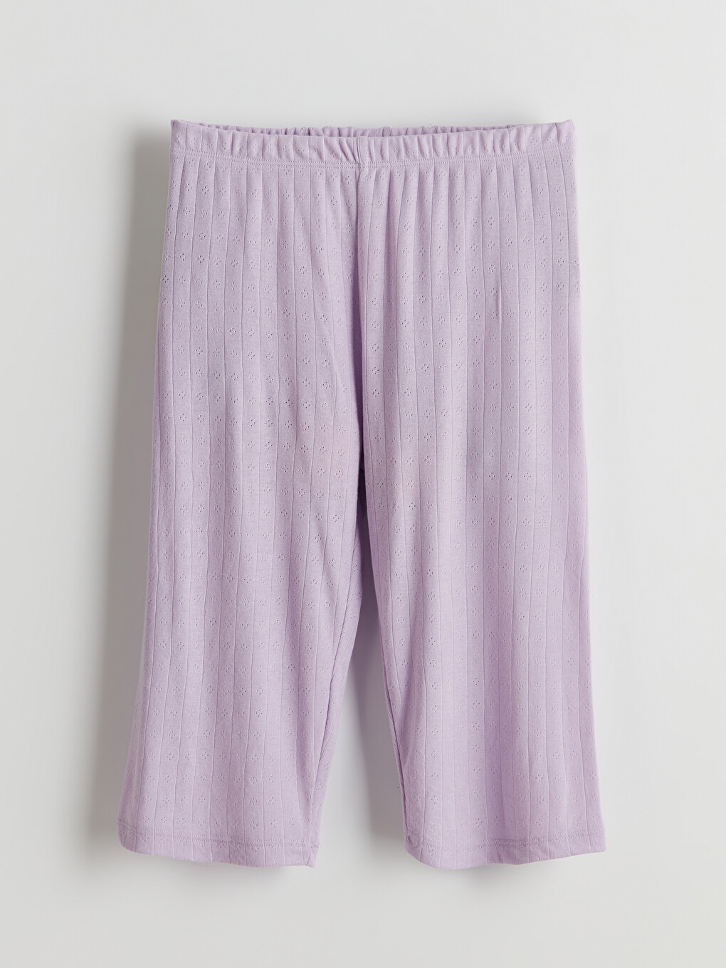 Lila Beli Lastikli Kız Çocuk Kapri Pijama Alt