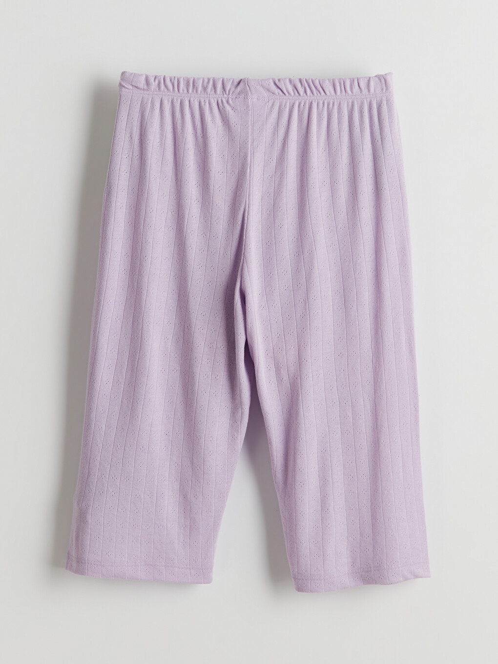 Lila Beli Lastikli Kız Çocuk Kapri Pijama Alt-1
