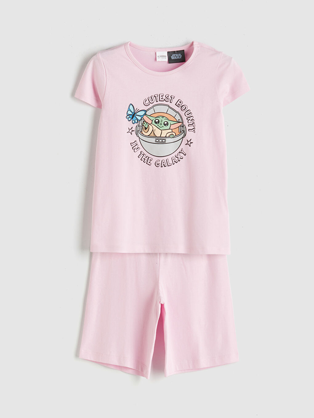 LC Waikiki Crew Neck Printed Short Sleeve Girls' Pyjama Set with Shorts -S5I103Z4-G7H