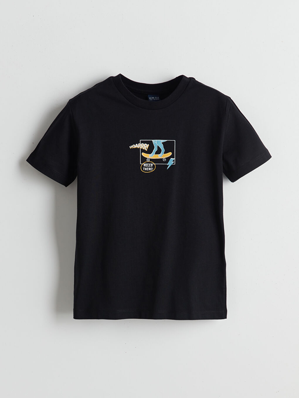 Siyah Bisiklet Yaka Erkek Çocuk Tişört