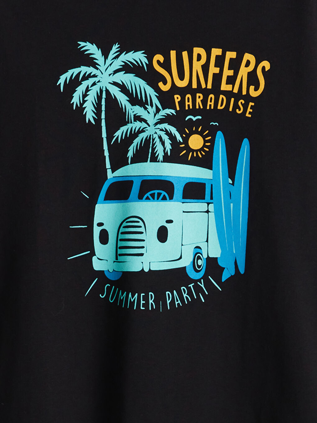 Siyah Bisiklet Yaka Erkek Çocuk Tişört-1