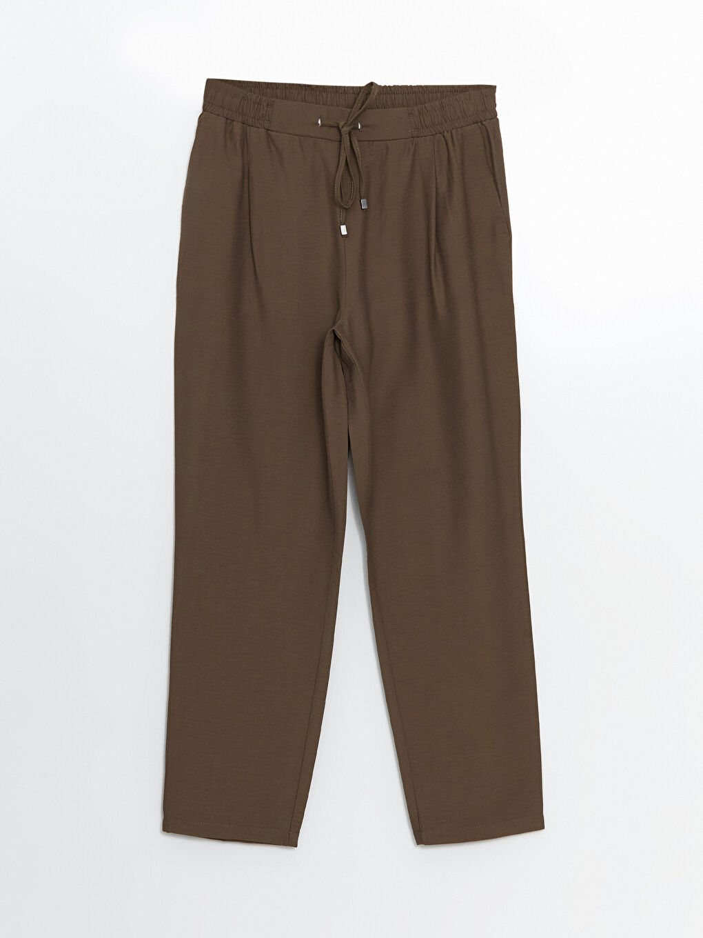 Kahverengi Beli Lastikli Havuç Kesim Kadın Pantolon-4