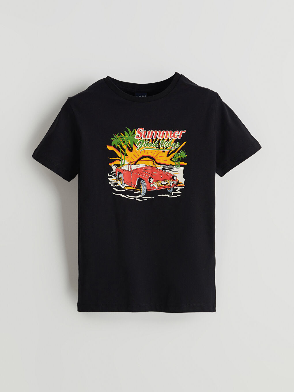 Siyah Bisiklet Yaka Erkek Çocuk Tişört