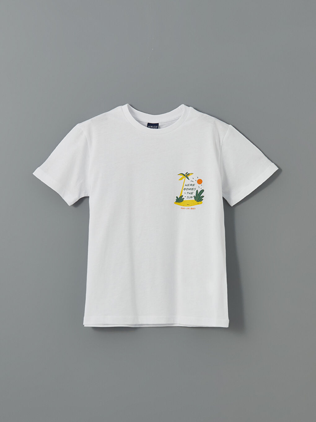 Beyaz Bisiklet Yaka Erkek Çocuk Tişört