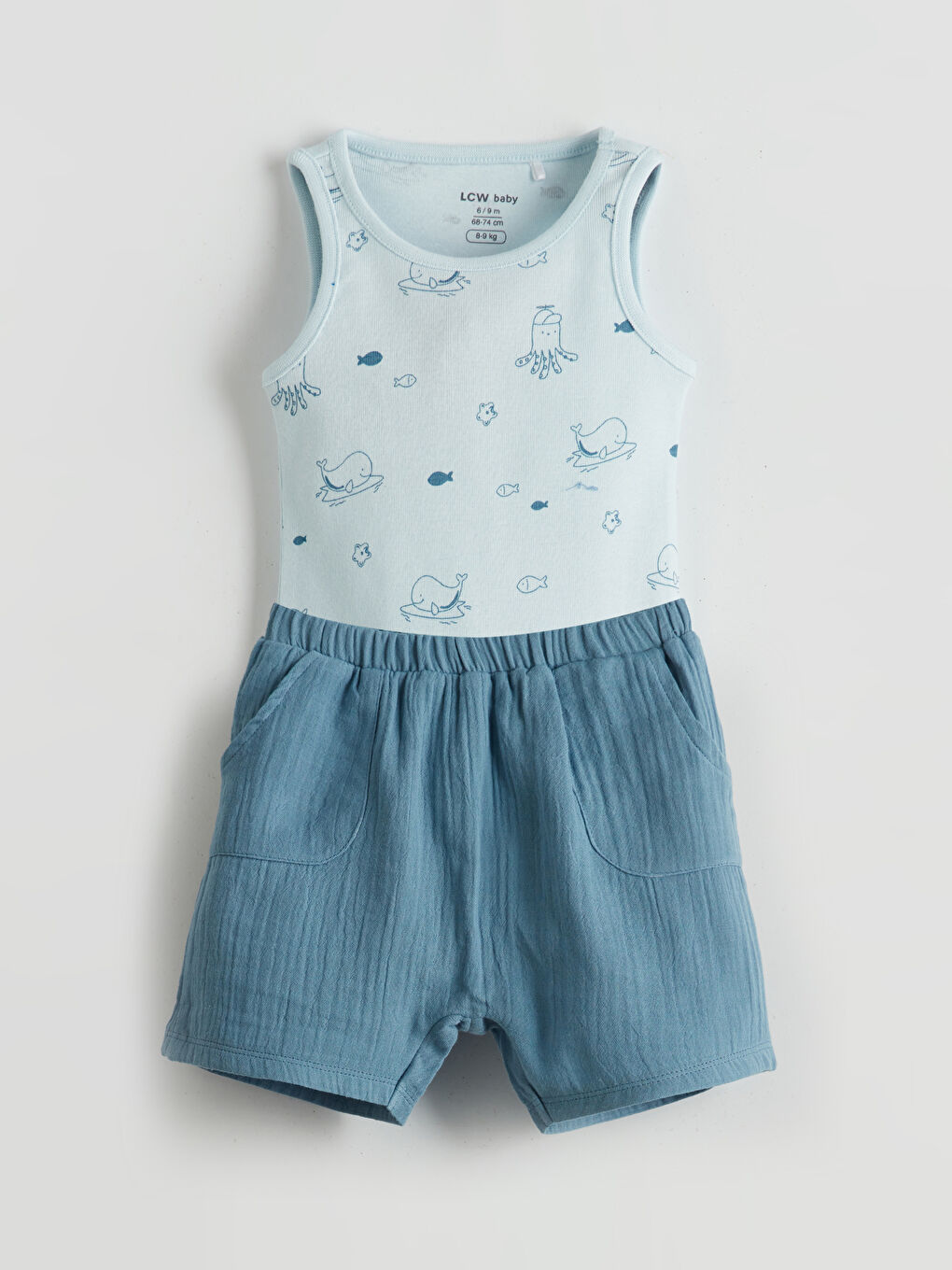 Organic Fabric Baby Boys Snap-Button Bodysuit and Shorts 2 Pack -S5I162Z1-LQT