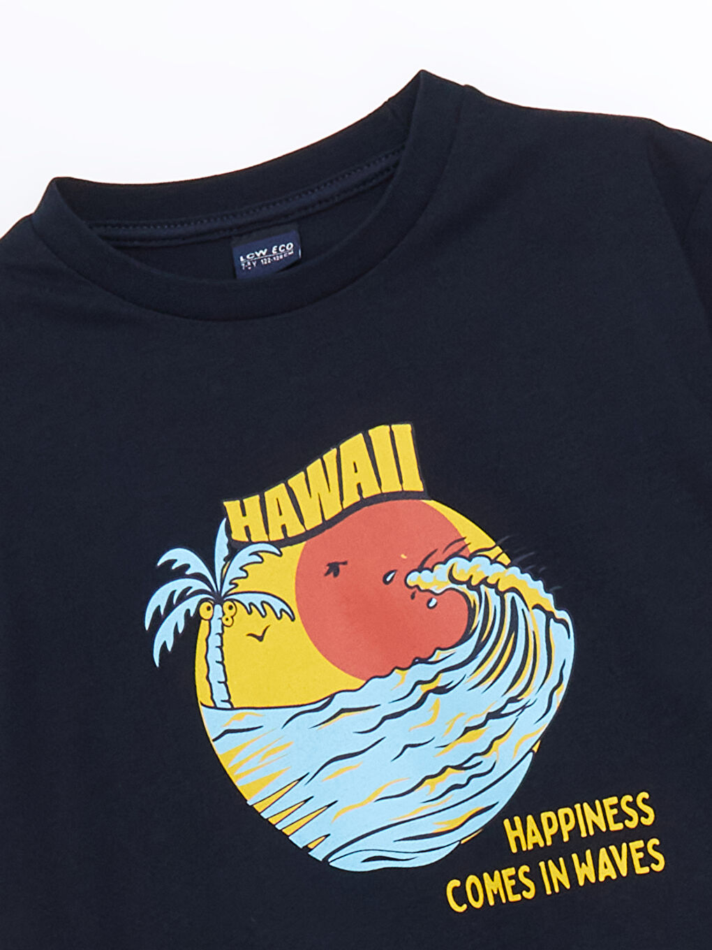 Lacivert Bisiklet Yaka Erkek Çocuk Tişört-1