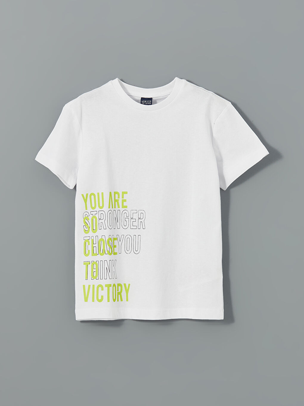 Beyaz Bisiklet Yaka Baskılı Erkek Çocuk Tişört