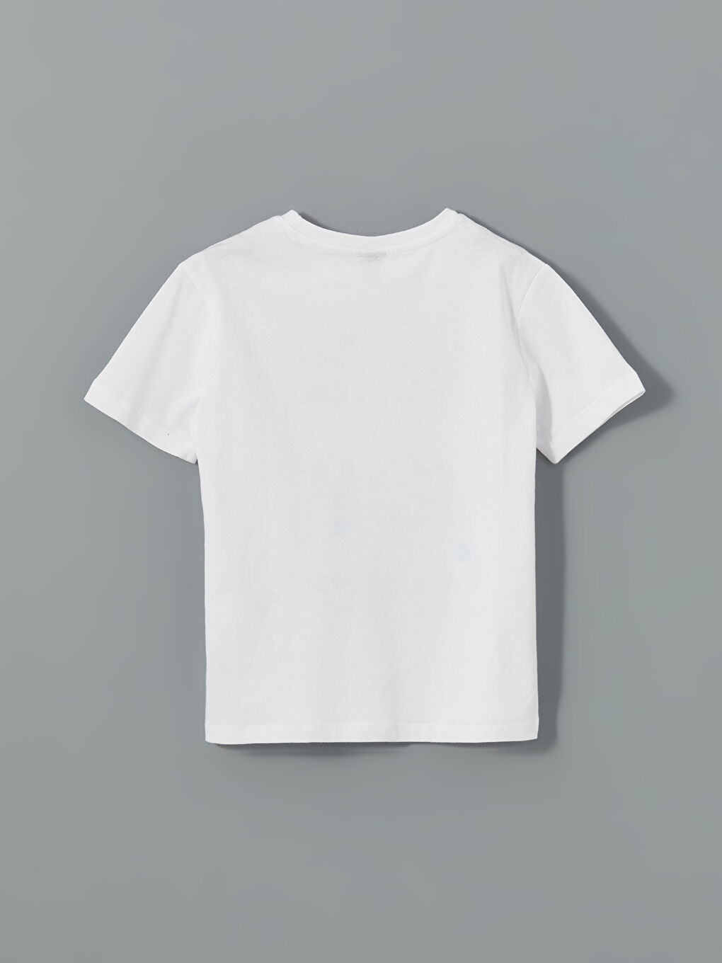 Beyaz Bisiklet Yaka Baskılı Erkek Çocuk Tişört-1