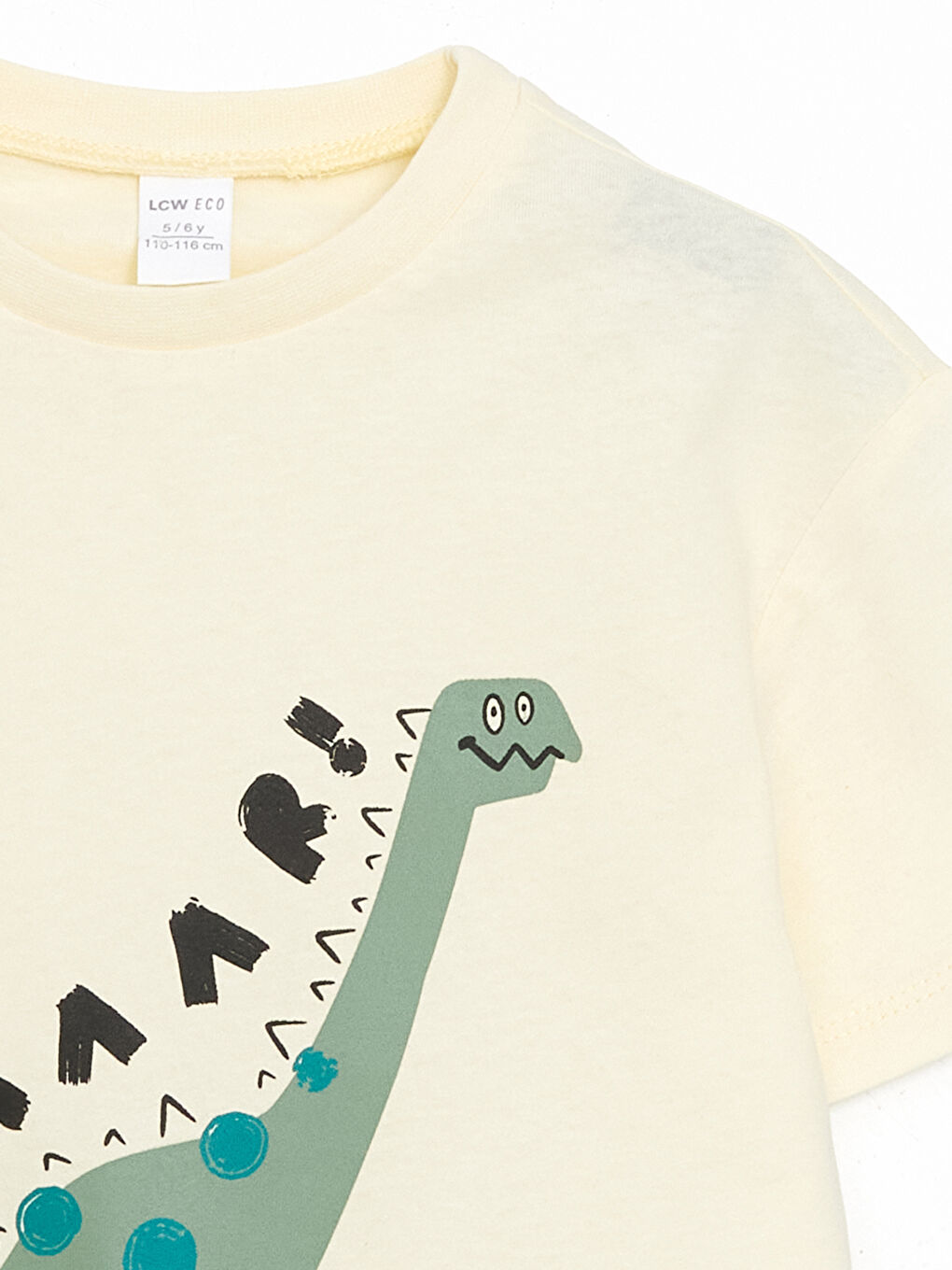 Bej Bisiklet Yaka Baskılı Erkek Çocuk Tişört-1