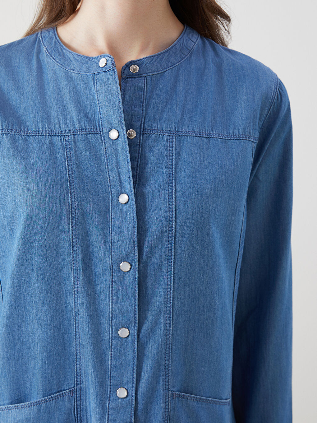 LCW Grace Crew Neck Straight Long Sleeve Women's Jeans Tunic -S5I230Z8-890