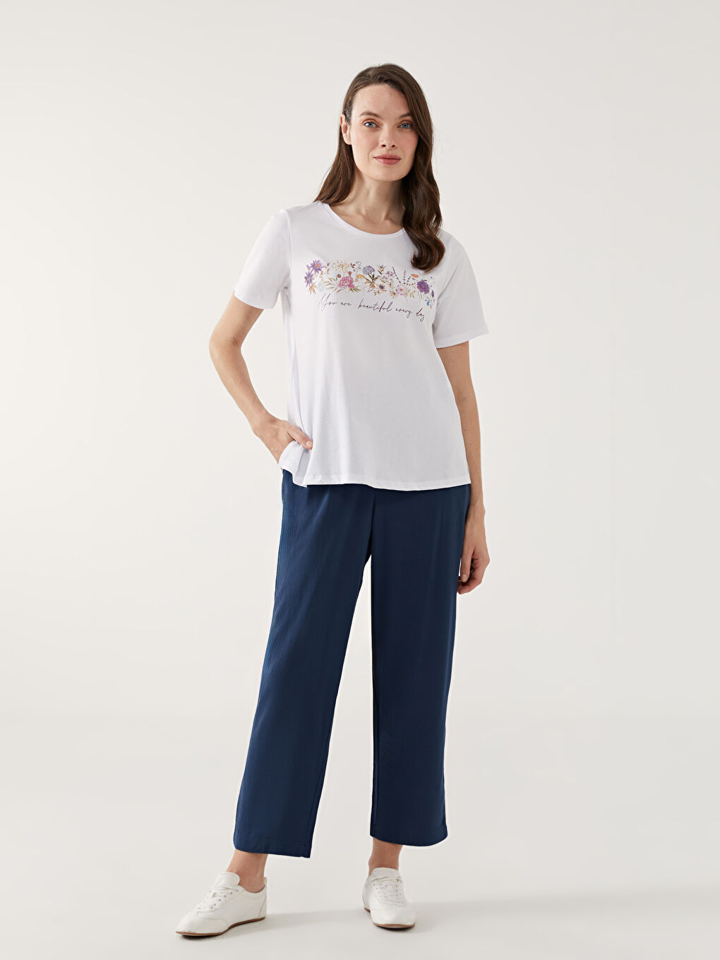 Elastic Waist Textured Women's Trousers -S5I231Z8-YE1