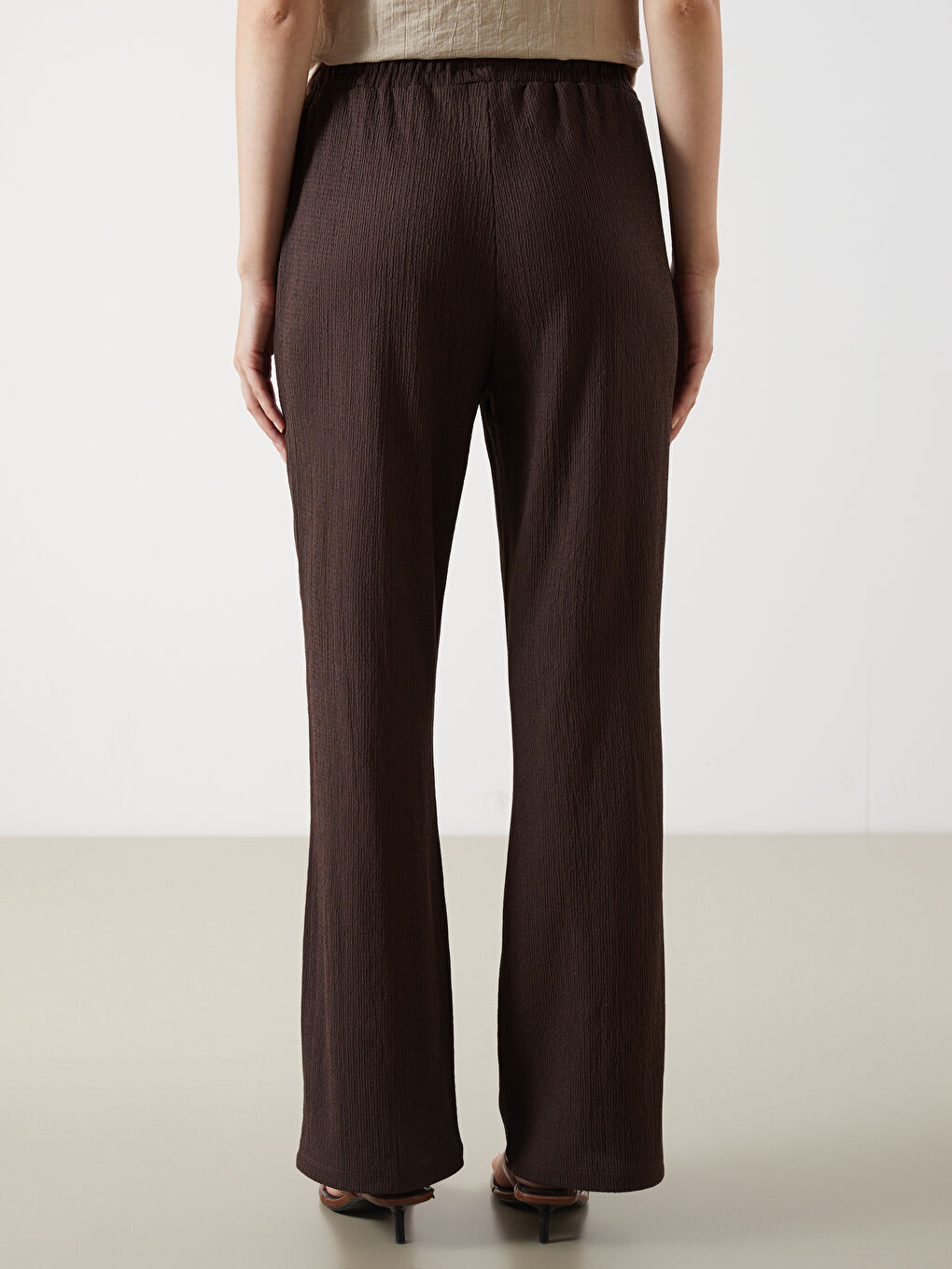 Elasticated Waist Textured Women's Trousers -S5I232Z8-HMK
