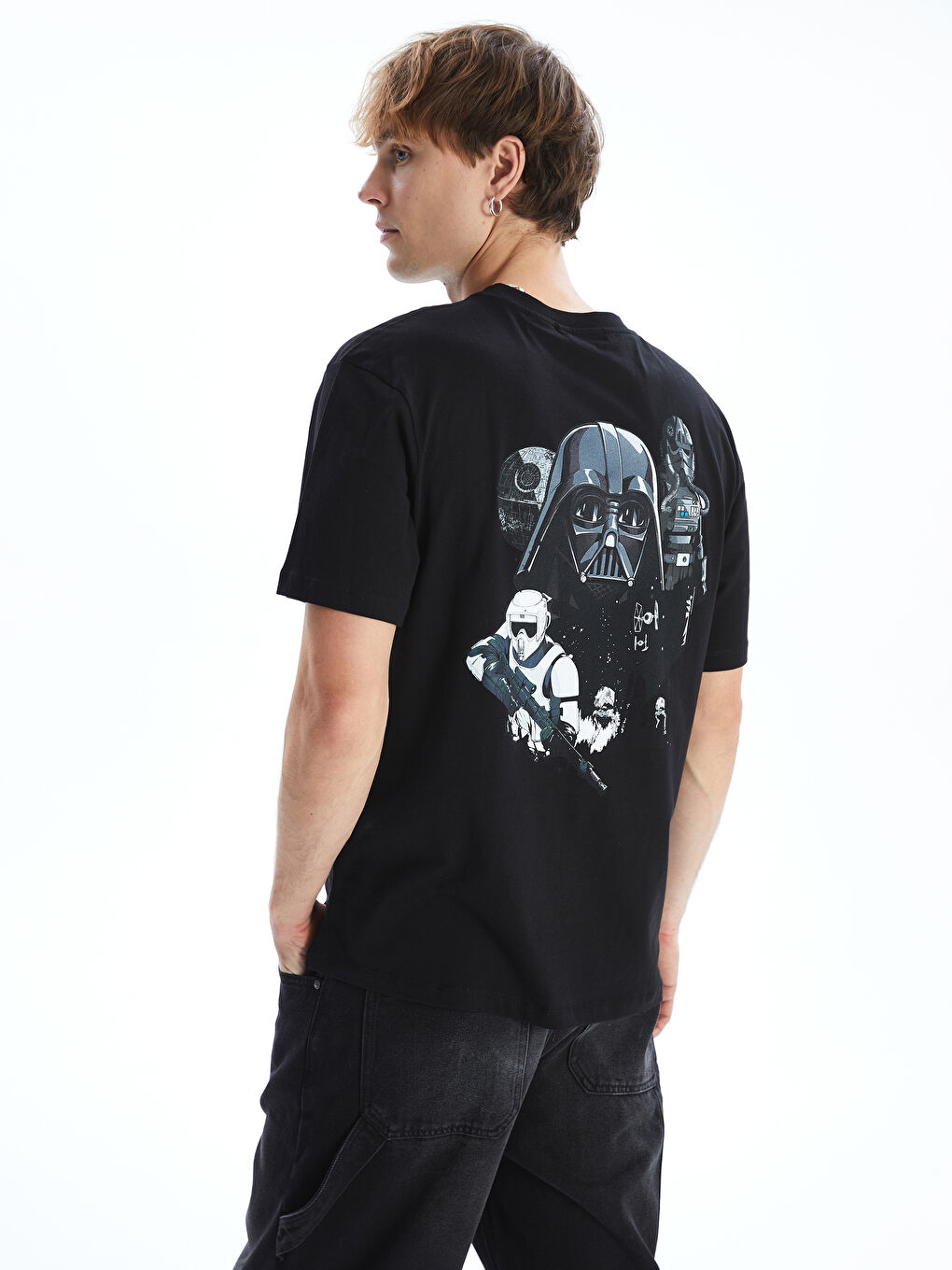 Crew Neck Short Sleeve Star Wars Printed Jersey Men's T-Shirt -S5I233Z8-CVL