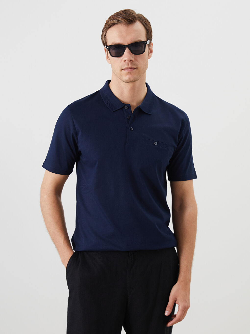 Lacivert Polo Yaka Erkek Tişört-1