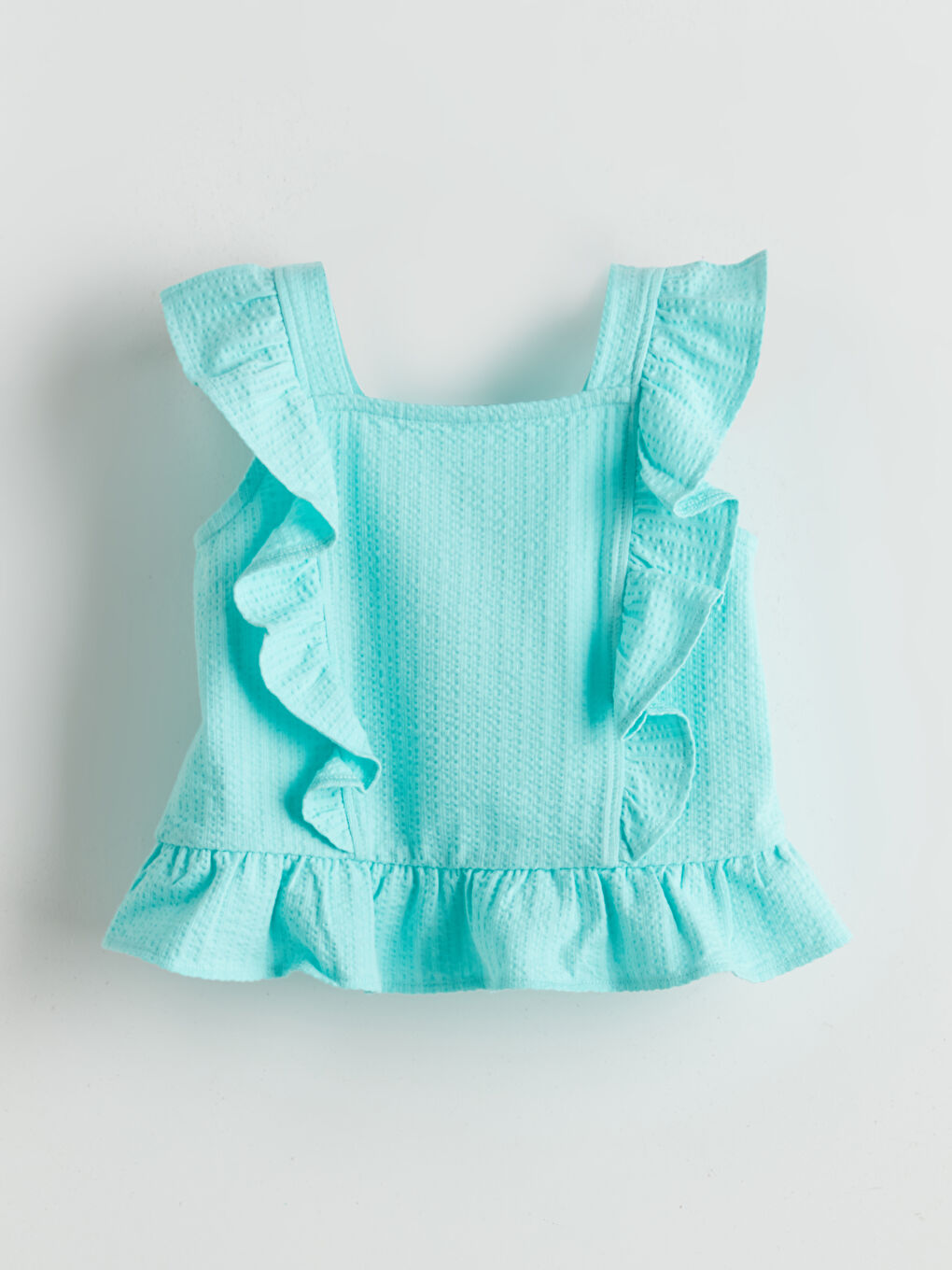 LCW Kids Square Collar Plain Frilled Girls' T-Shirt -S5I260Z1-FZU