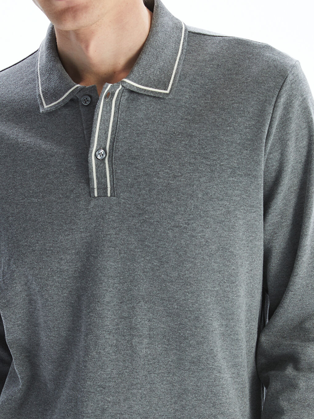 Polo Neck Long Sleeve Men's Sweatshirt -S5I262Z8-D7H