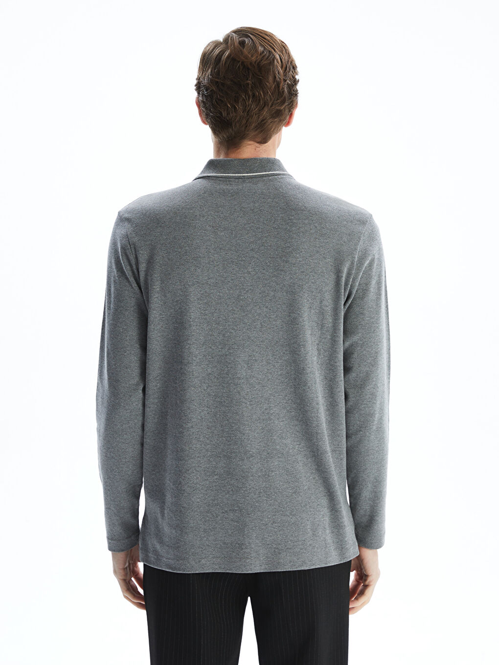Polo Neck Long Sleeve Men's Sweatshirt -S5I262Z8-D7H