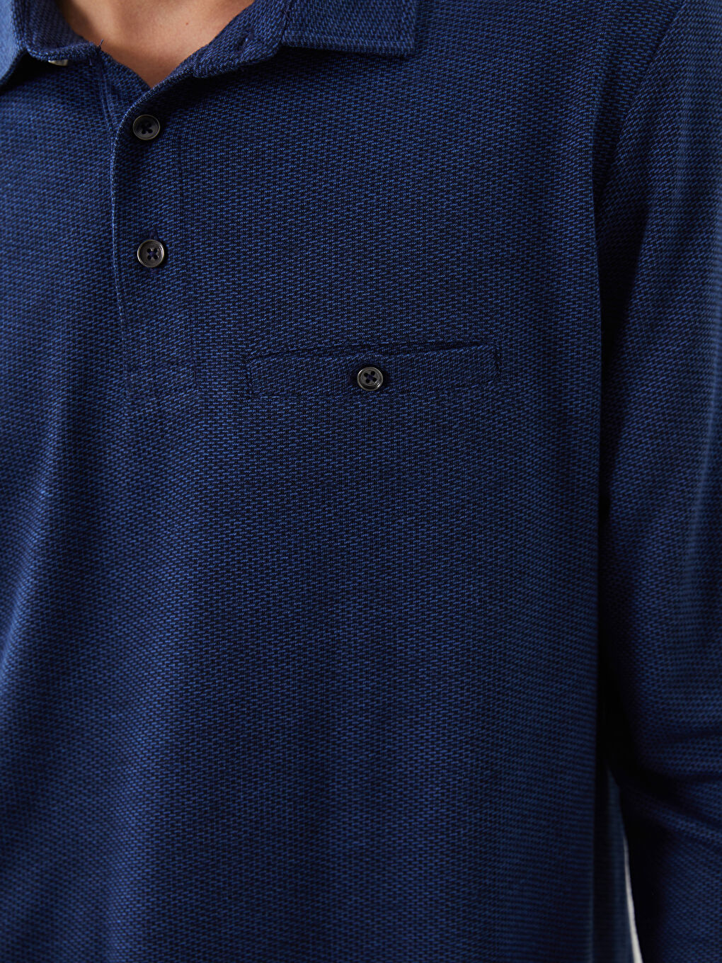 Lacivert Polo Yaka Erkek Sweatshirt-2