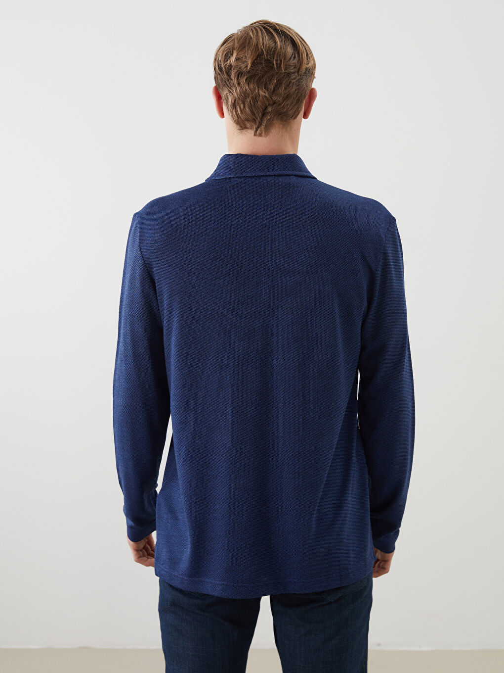 Lacivert Polo Yaka Erkek Sweatshirt-3