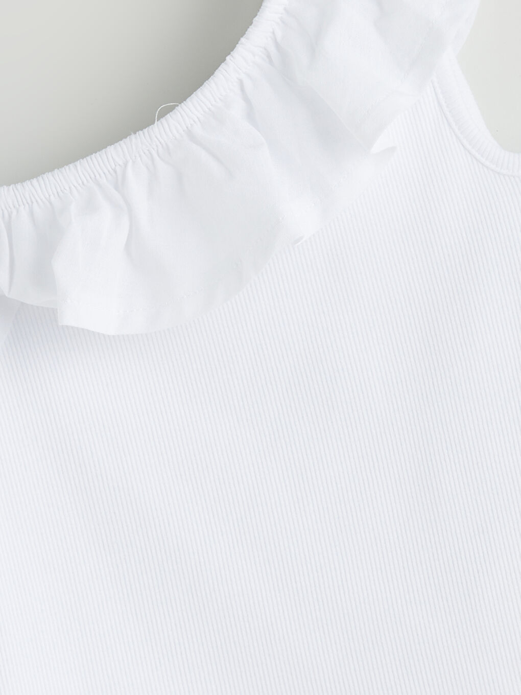 Slash Neck Plain Flounced Girls' T-Shirt -S5I266Z1-JYX