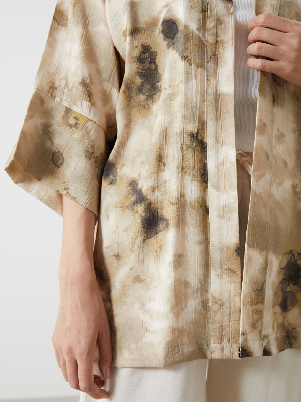 LCW Vision Shawl Collar Patterned Oversize Women's Kimono -S5I286Z8-LQB