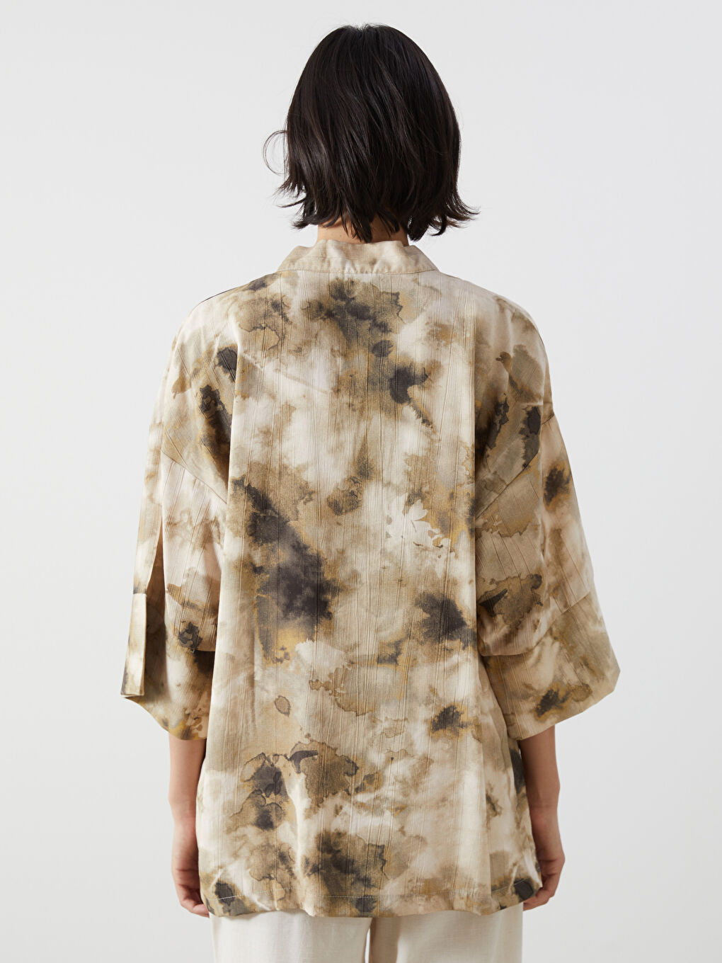 LCW Vision Shawl Collar Patterned Oversize Women's Kimono -S5I286Z8-LQB