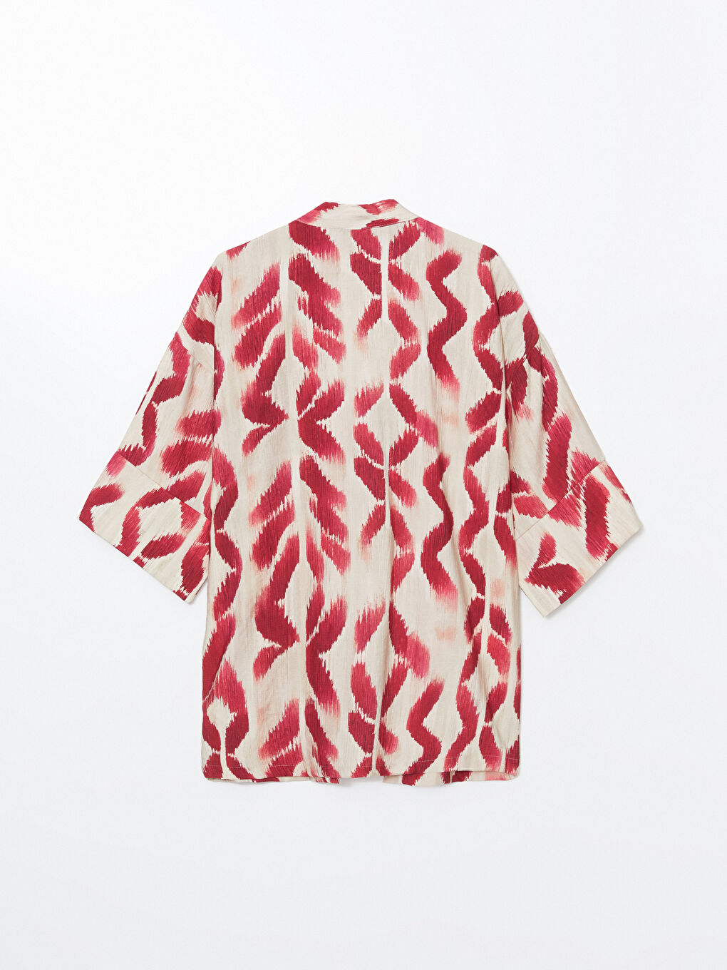 LCW Vision Kirmizi Şal Yaka Desenli Oversize Kadın Kimono - 5