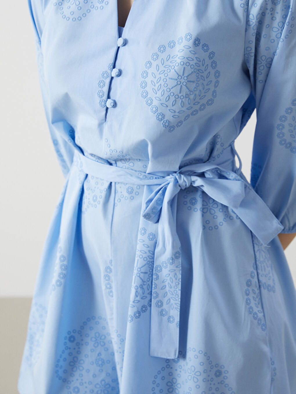 Notch Neck Patterned Women's Dress -S5I304Z8-LQQ
