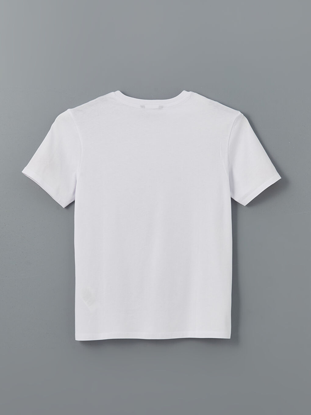 Beyaz Bisiklet Yaka Kısa Kollu Baskılı Penye Erkek Tişört-5