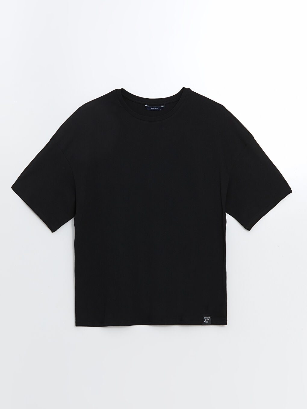 Siyah Bisiklet Yaka Penye Erkek Tişört-4