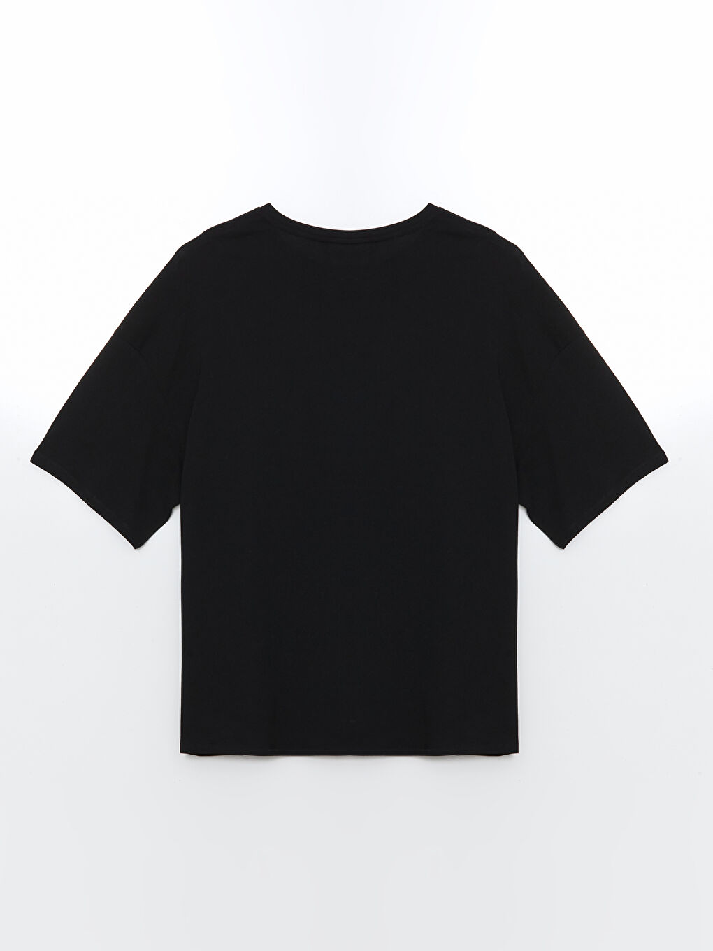 Siyah Bisiklet Yaka Penye Erkek Tişört-5