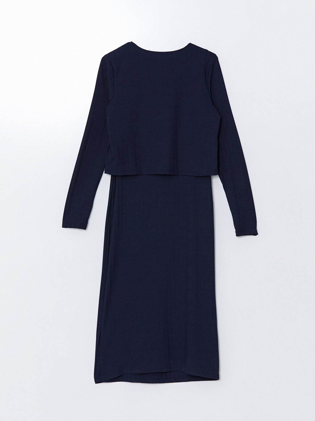 Lacivert Bisiklet Yaka Elbise ve Hırka Takımı-1