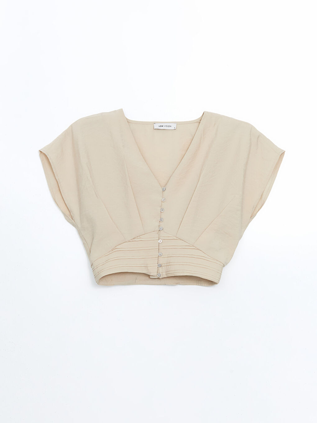 LCW Vision V Neck Crop Women's Blouse -S5I317Z8-DRR