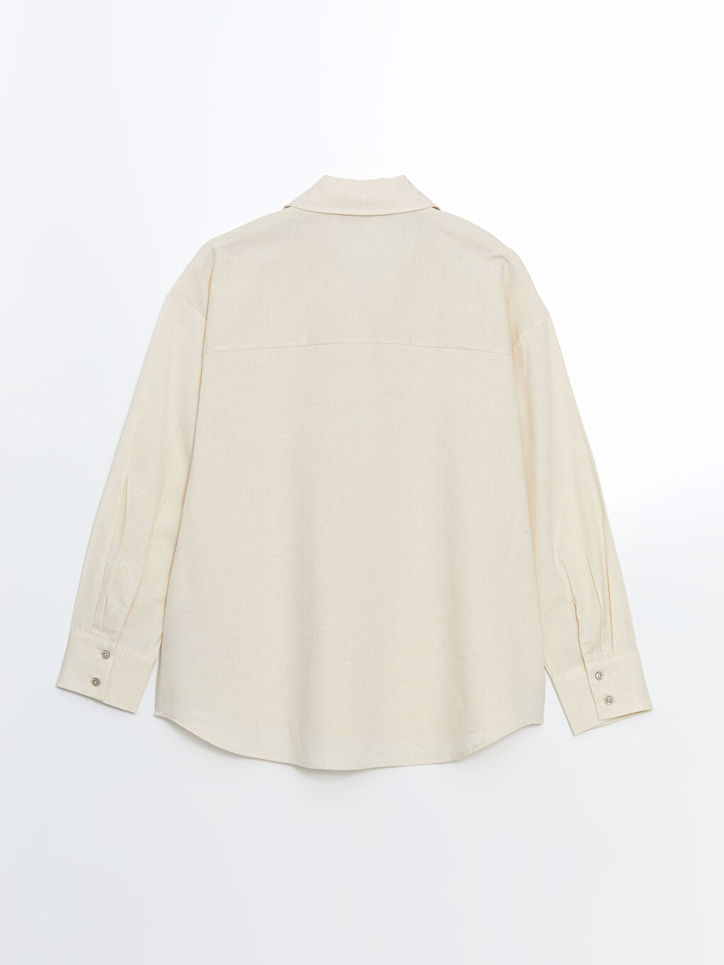 LCW Vision Bej Oversize Keten Karışımlı Kadın Gömlek - 5
