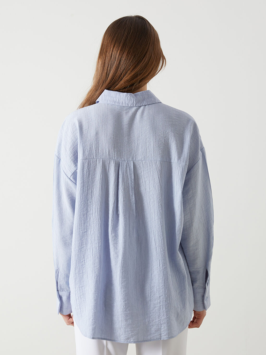 LCW Vision Yeşil Dokulu Oversize Kadın Gömlek - 3