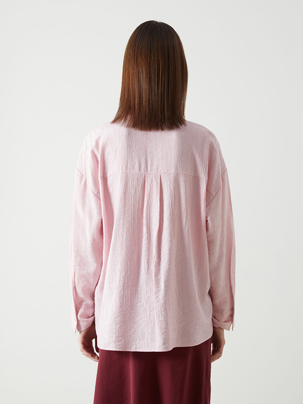 LCW Vision Pembe Dokulu Oversize Kadın Gömlek - 3