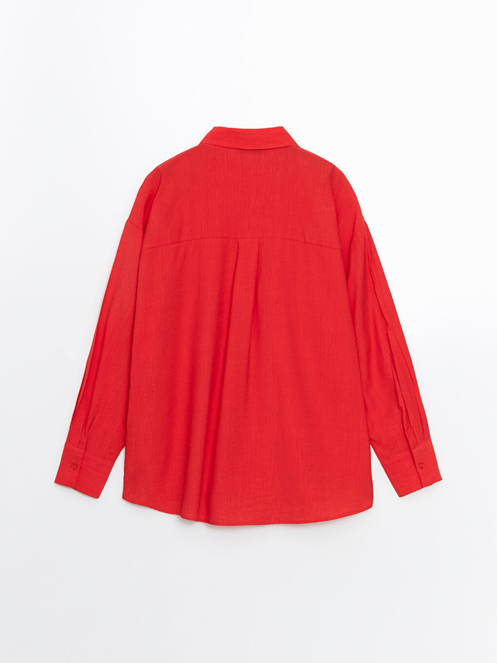 Kırmızı Dokulu Oversize Kadın Gömlek-5