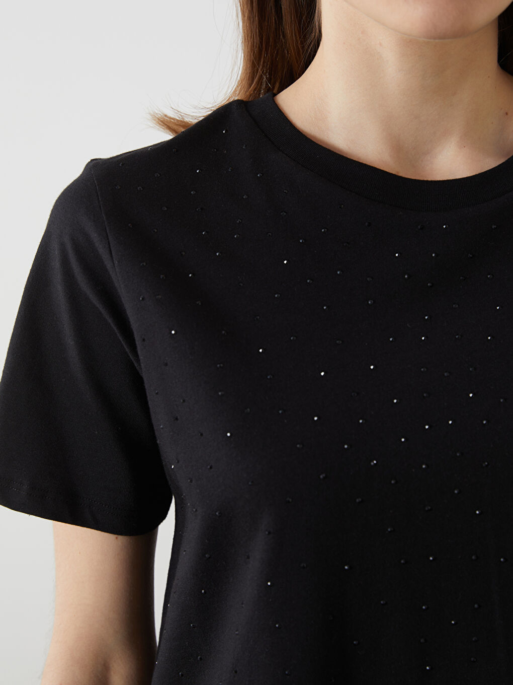 Crew Neck Studded Women'S T-Shirt -S5I380Z8-CVL